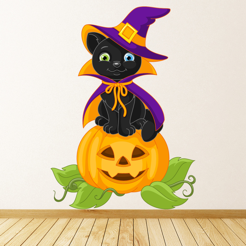 Witch's Cat Pumpkin Halloween Wall Sticker | Icon Wall Stickers
